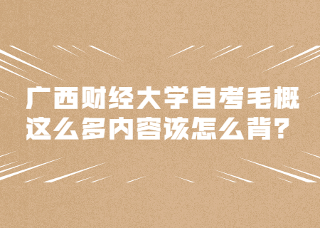 广西财经大学自考毛概这么多内容该怎么背？